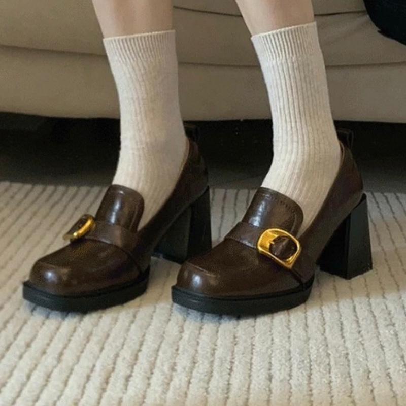 Fashion High Heels Women Mary Jance Shoes Dress Fashion Lolita Leather Shoes Chunky Designer Woman Pumps 2025 Summer New Zapatos Mujer