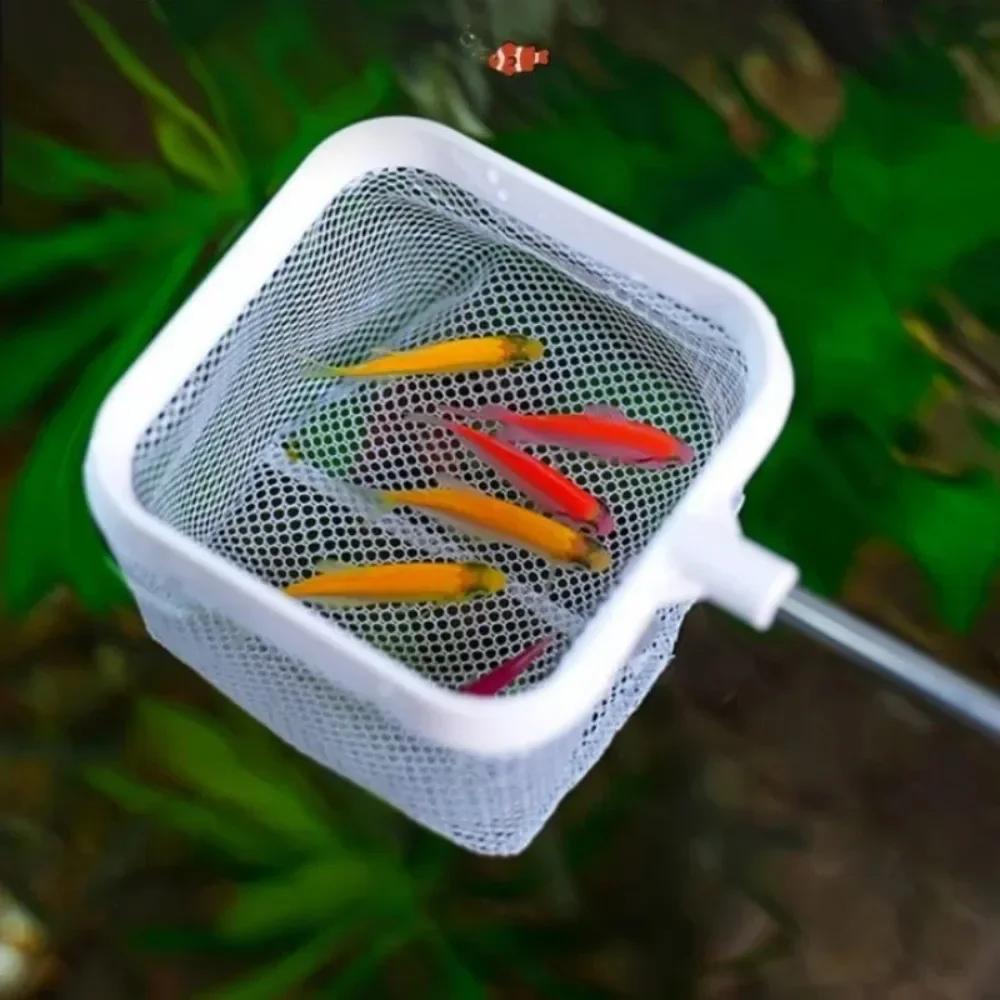 1PC Aquarium Square Fishing Net Extendable Long Handle Fishing Gear For Catching Fish Shrimp Tank Clean Accessories