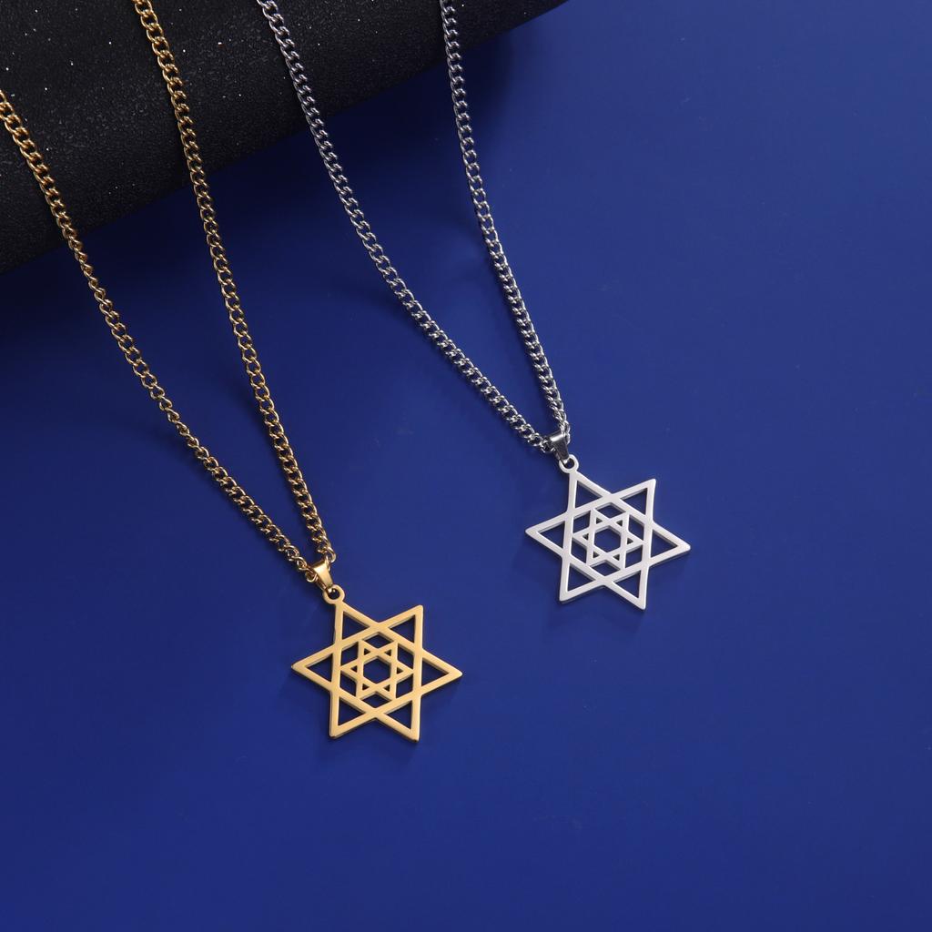 Collana Ace Acciaio Inossidabile Esagono Croce Protettivo Religioso Design Catena Oro per Uomo