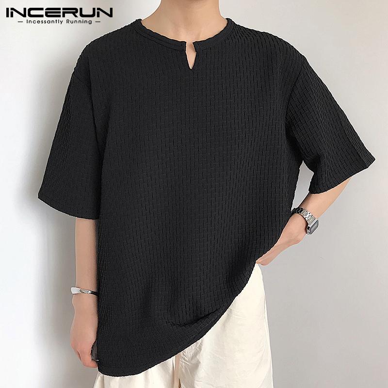 INCERUN летние мужские топы с v-образным вырезом и короткими рукавами — фото 7