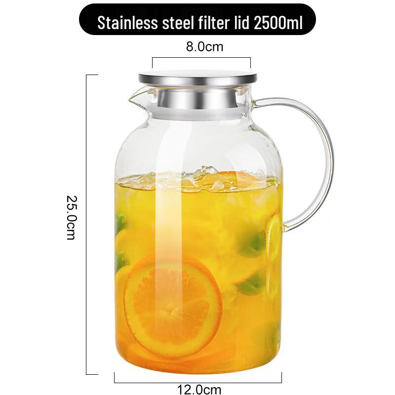 Handmade High Borosilicate Glass Pitcher with Stainless Steel Lid