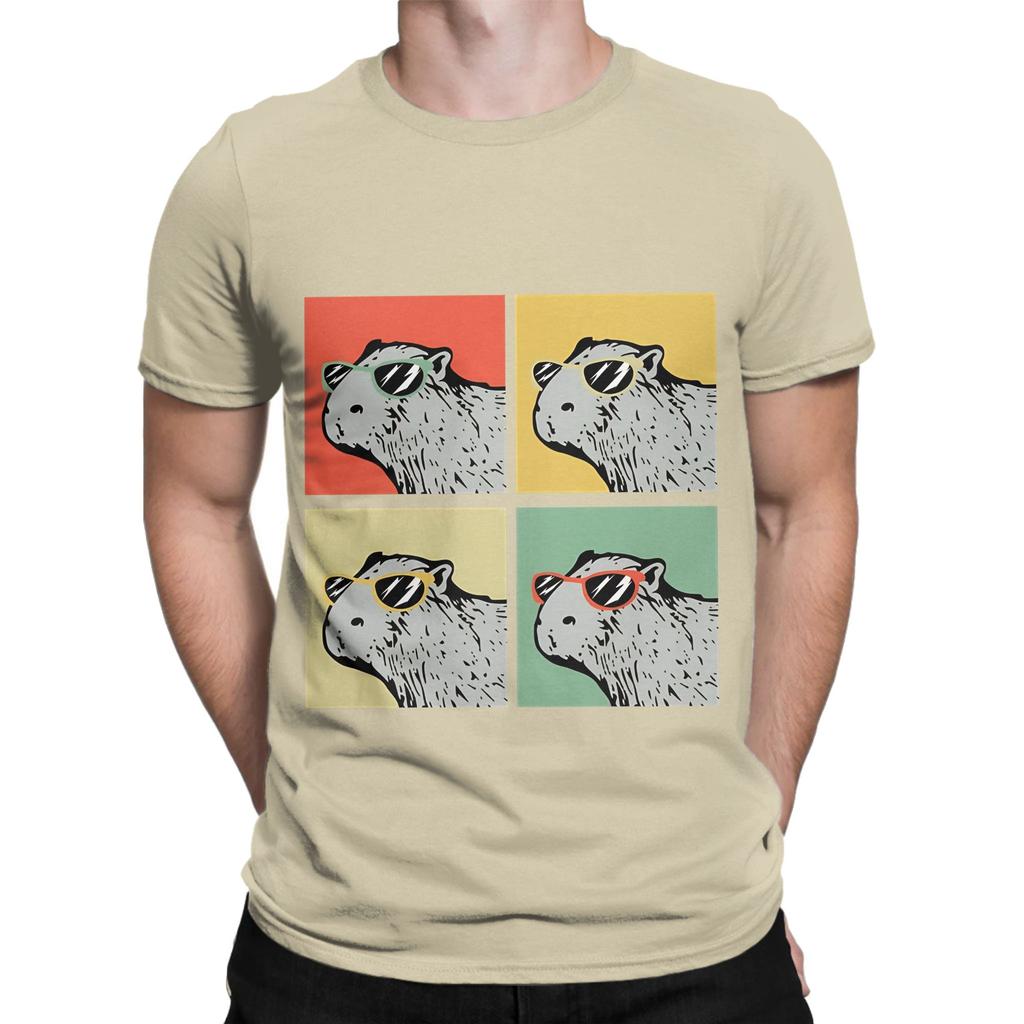 Capybara Retro Animal Lover Vintage Retro Capybara Gear Novelty 100 Cotton TShirt Capybara Tees Tops For Unisex