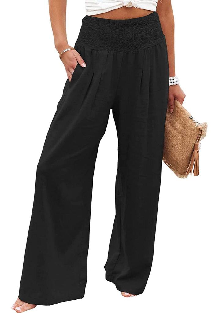2026 Spring/Summer Women's Casual Loose Cotton Ruched Distressed Mid-rise Pants