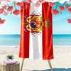 Beach Towel with Royal Coat of Arms On Red and White Flag, Quick Dry Microfiber, Soft Absorbent, for Pool Beach Travel