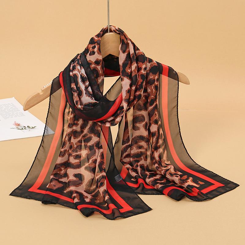 Print Chiffon Scarf Shawl Women Sunscreen Silk Scarf Turban Long Wrap Beach Travel Outdoor Accessories Trendy Headband