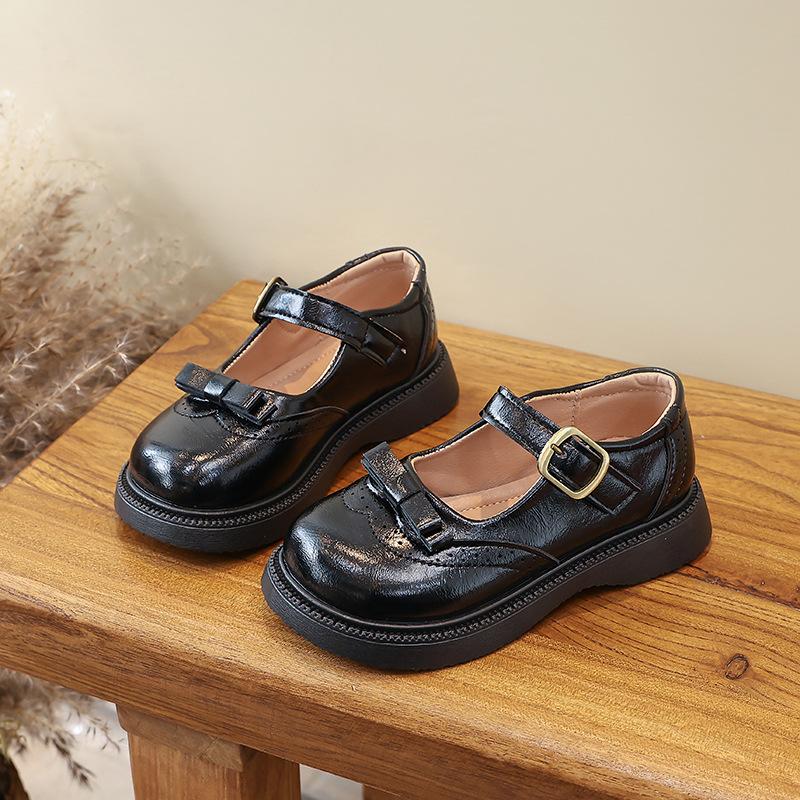 New Spring Girls British Mary Jane Shoes Soft Sole Anti Slip T Strap Buckle Flat Shoes