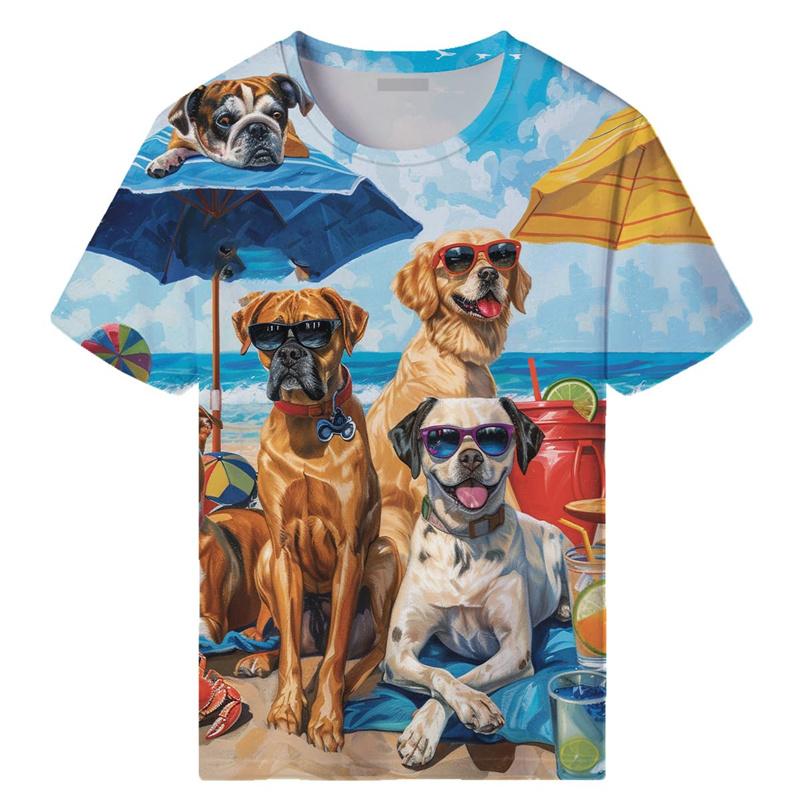 Men's 3D Cute Animal Dog Print T-Shirt Men Women Summer Funny Pets Casual Tees Cartoon O-Neck Short Sleeve T Shirt Hawaii Tshirt