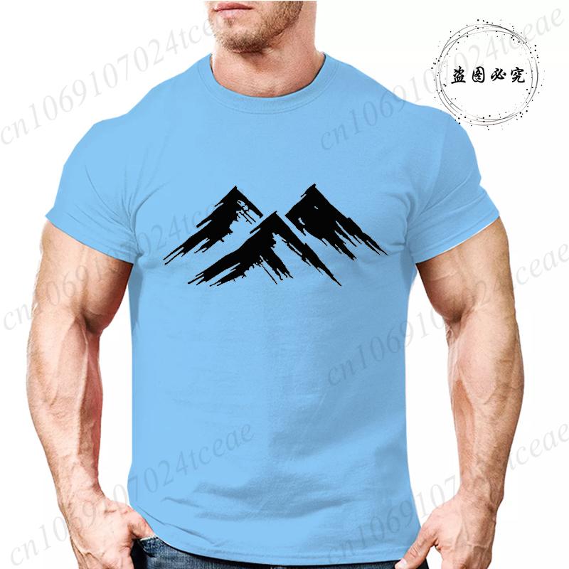 Mens Summer Casual Minimalist Mountain Print Short Sleeve TShirt Graphic Tees for Men Women Summer Tops Oversized Vintage Tees