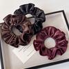 Retro Soft PU Leather Pleated Scrunchie Thin Sponge Headbands for Woman Girl Fashion Temperament Hair Hoop HeadRope Rubber Band