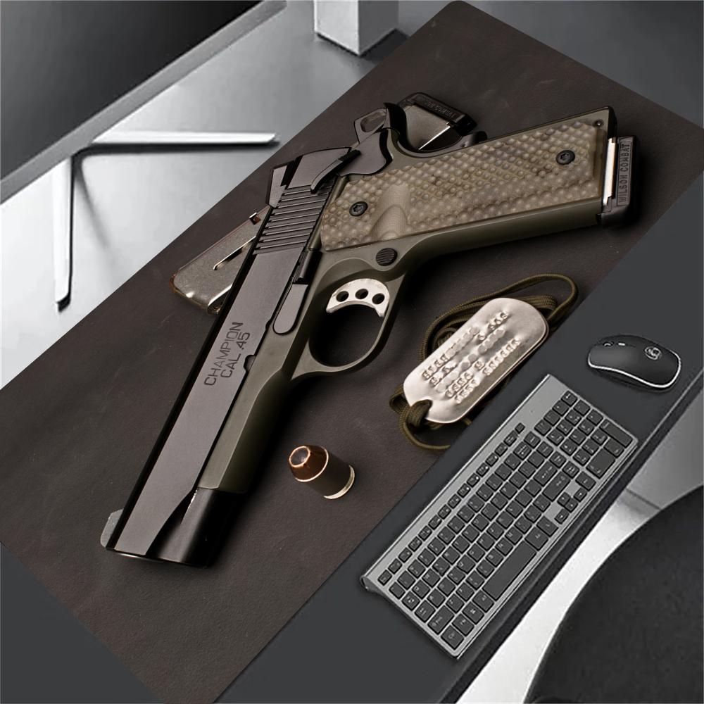 Guns XXL Large Gaming Mouse Pad Black Desk Mat Non-Slip Rubber Keyboard Mousepad Stitched Edge Computer Office Table Cushion