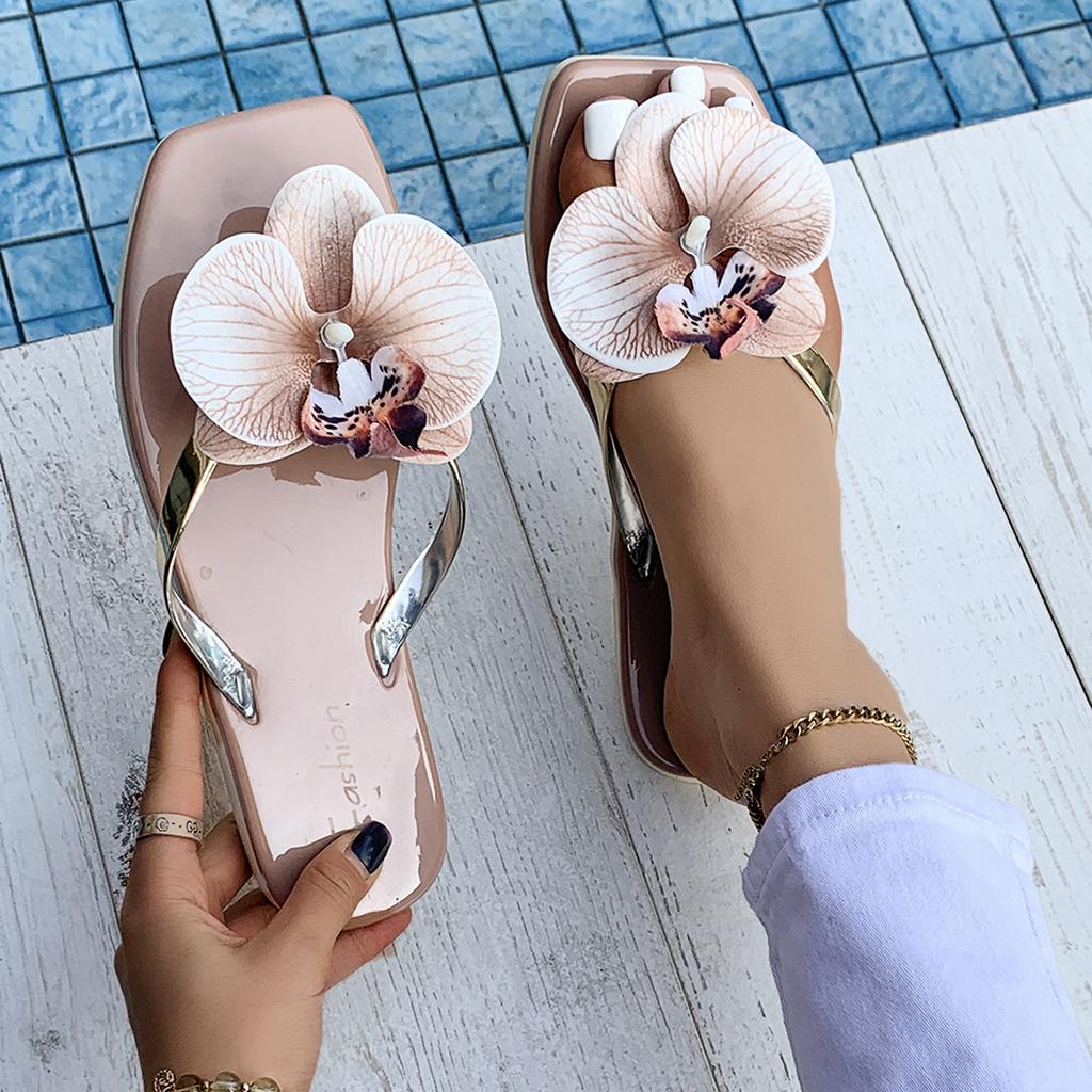 Brand Slippers Female  Summer New Elegant Flowers Designer Women Slippers Casual Fashionable Outdoor Sandals Slides Women