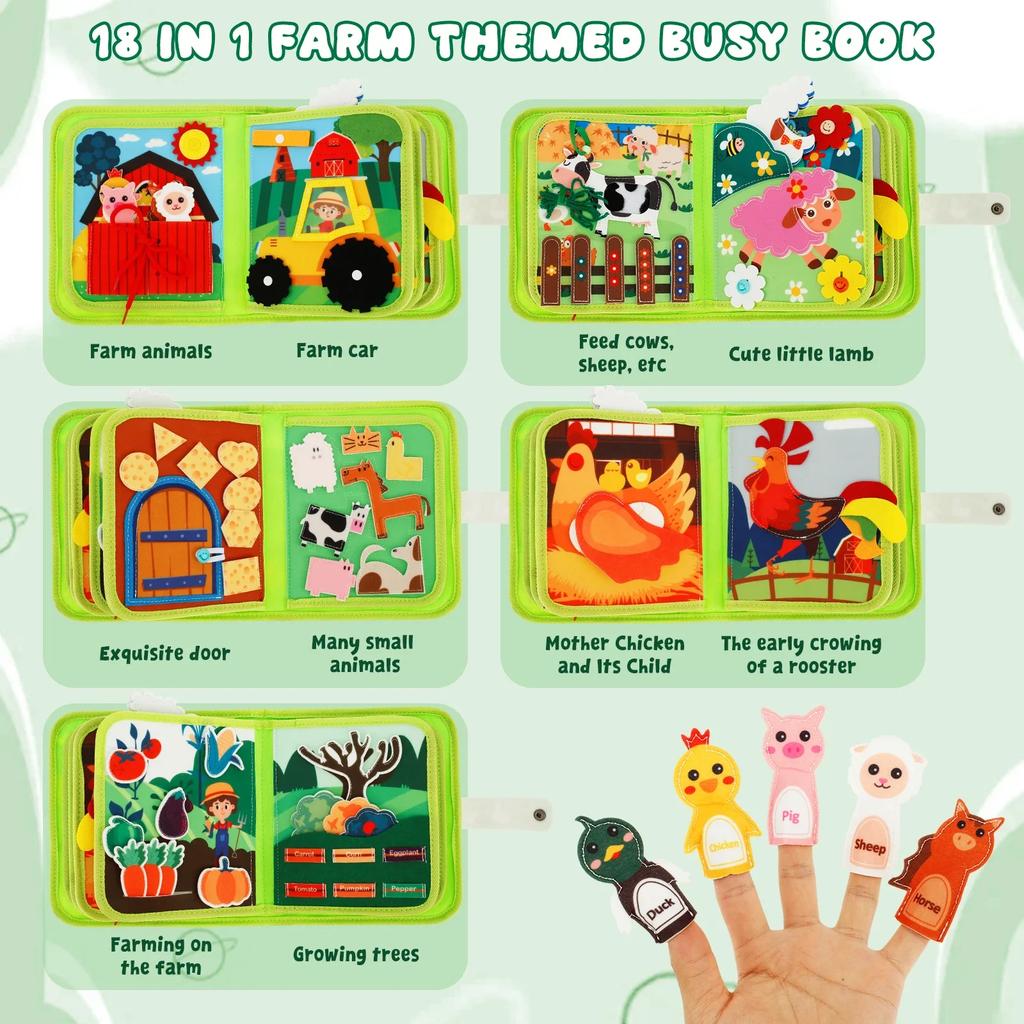 Soft Baby Felt Books Educational Sensory Toy for Toddlers Soft Activity Busy Book Felt Cloth Animals Sensory Quiet Books