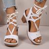 Ankle Strap Chunky Heel Sandals for Women Summer 2025 White Platform Gladiator Shoes Woman Roman Style High Heel Sandalias Mujer