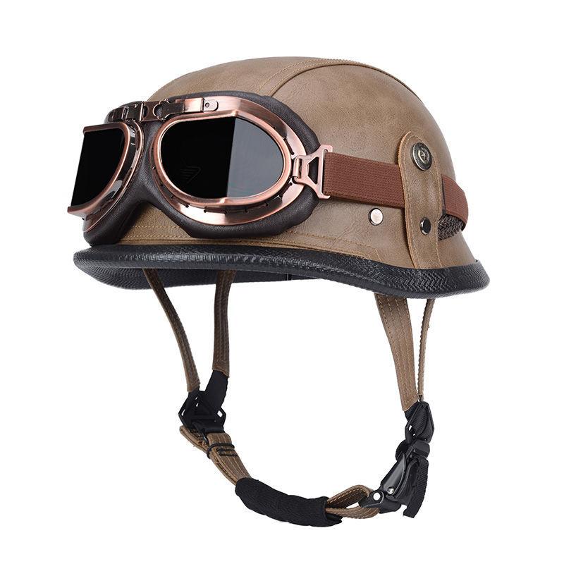 Pedal German Helmet Cruise Vintage Half Helmet Harley Men Motorcycle Helmet Locomotive Scaler Helmet Soldier Helmet Leather Helmet