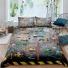 Cartoon Cars 3D Printed Microfiber Duvet Cover For Adults Teens Bedroom Decor Colorful Car Bedding Set Soft All-Season Home Use