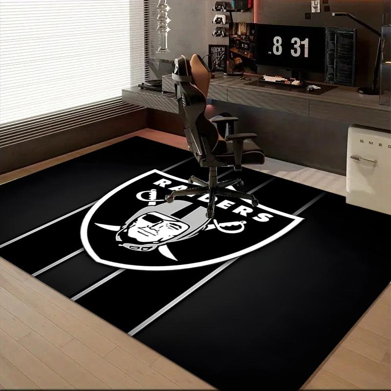 1PC Raiders Team Logo Design Rug Game Carpet, Floor Mat for Bedroom Living Room Entryway Rug, Home Decor Idea Gift for Christmas birthday