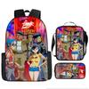 Hot selling British virtual band Gorillaz student backpack cartoon children's backpack shoulder bag pencil case three piece set