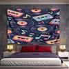 Retro Music Tapes and Records Pattern Pattern Wall Hanging Tapestry Decorative Tapestry Home Decor for Bedroom and Living Room