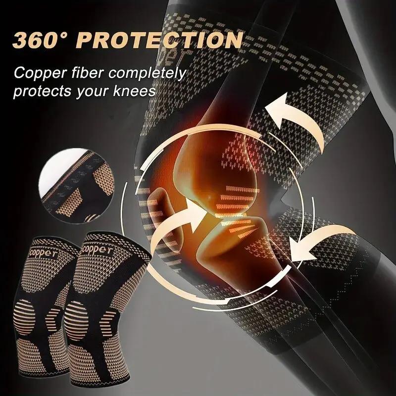 Copper Sports Knee Pads Men Women Joint Patella Protector Football Basketball Crossfit Running Knee Support Gym Fitness Brace