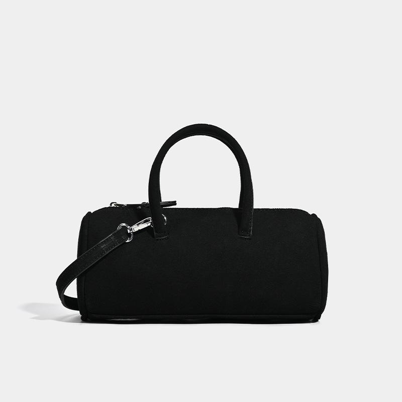 ins autumn and winter retro suede cylinder bag Boston bag handbag temperament versatile suede shoulder messenger bag