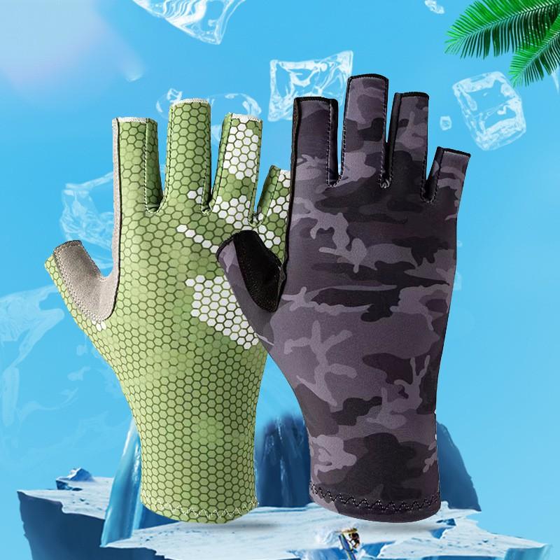 UV Protection Half-Finger Cycling Gloves Breathable Quick-Dry Elastic Anti-Slip Outdoor Fishing Riding Sport