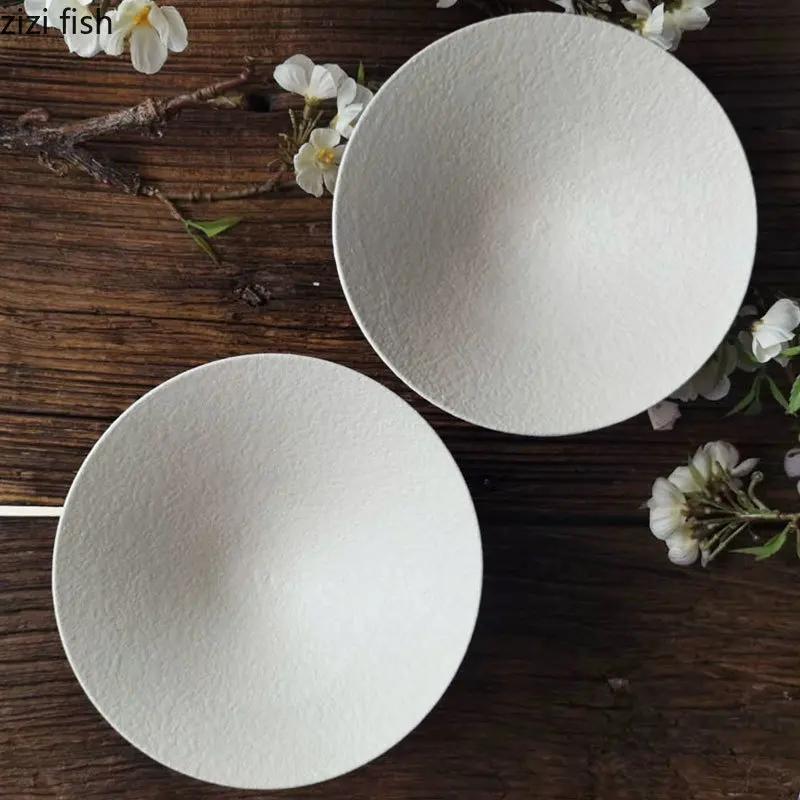 Ceramics Dinner Plate Tall Pasta Plates Salad Bowls Soup Basins Creative Restaurant Home High Feet Tableware Snack Dessert Trays