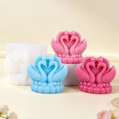 Liebespaar Schwan Kerzen Silikonform für Valentinstag Hochzeit Aroma Seife Ornamente Gips Kuchen Dekorationsform Heimdekoration