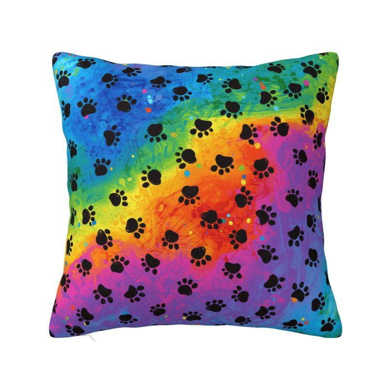 Colorful Animal Footprint Dog Paw Prints Cushion Cover cm Velvet Throw Pillow Case for Living Room Bedding Sofa Pillowcase
