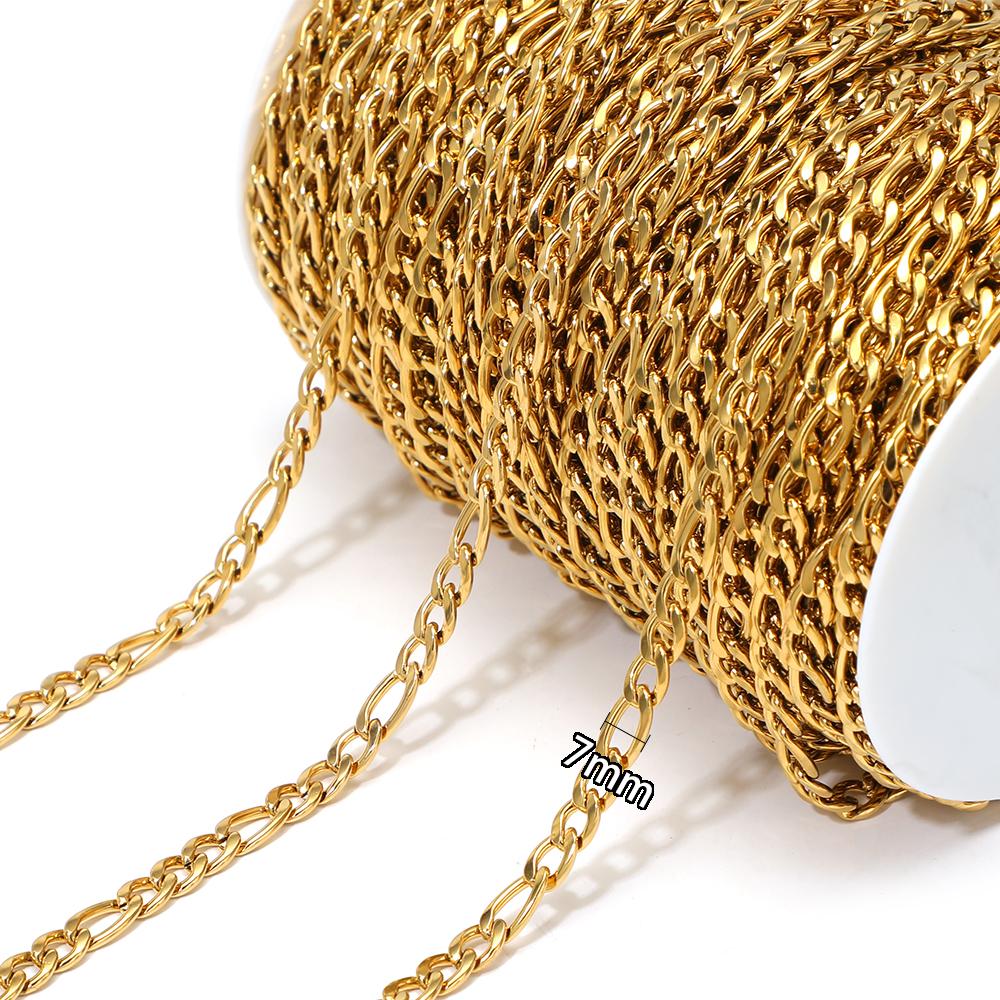 2 Meters Stainless Steel Link Cuban Figaro Chains Bulk for DIY Jewelry Earrings Making Necklace Findings Bracelets Wholesale