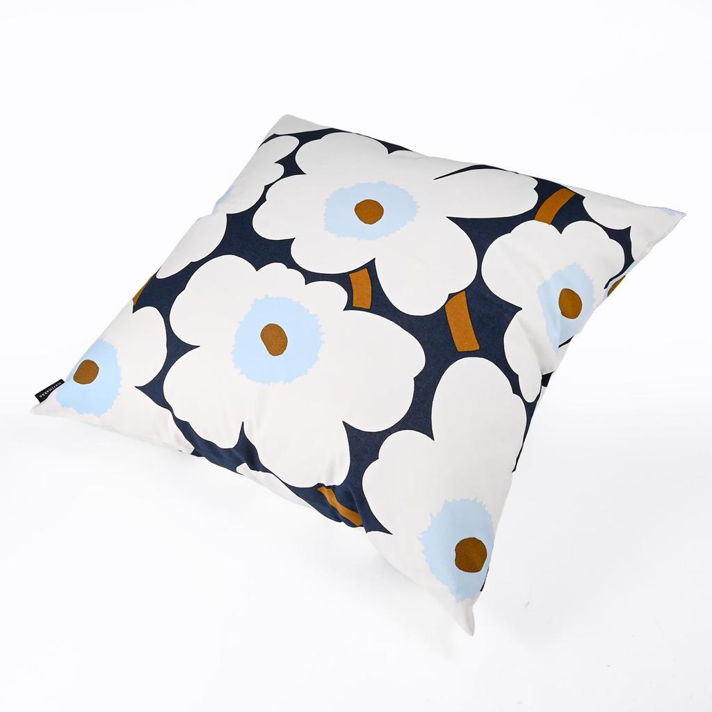 Marimekko cushion cover, 50 x 50 cm, Pieni Unikko pattern, blueberry, white, cold blue, 76433 076433 585. Cushion insert sold separately. Scandinavian