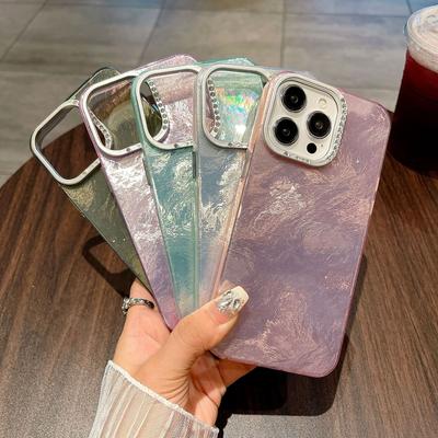 High-end Feel Compatible with Apple 17 Pro Max Phone Case Tin Foil Texture iPhone 16 Diamond Lens 15/14 Soft Case