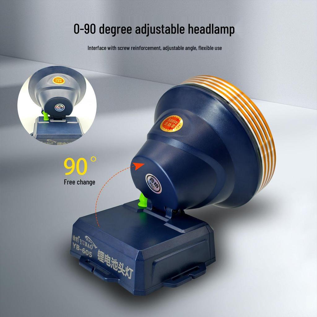 Rechargeable High-Lumen Headlamp: Durable, Long-Lasting Lithium Battery for Outdoor, Long-Range Night Fishing or Mining