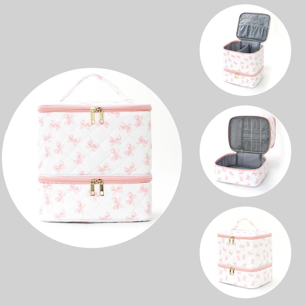 Feihong Portable Large-Capacity Double-Layer Makeup and Toiletry Bag