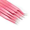 1pc Excellent Quality Pink Stainless Steel Anti-static Industrial Cross Tweezers Beads Rhinestone Tweezer Jewelry Finddings Tool