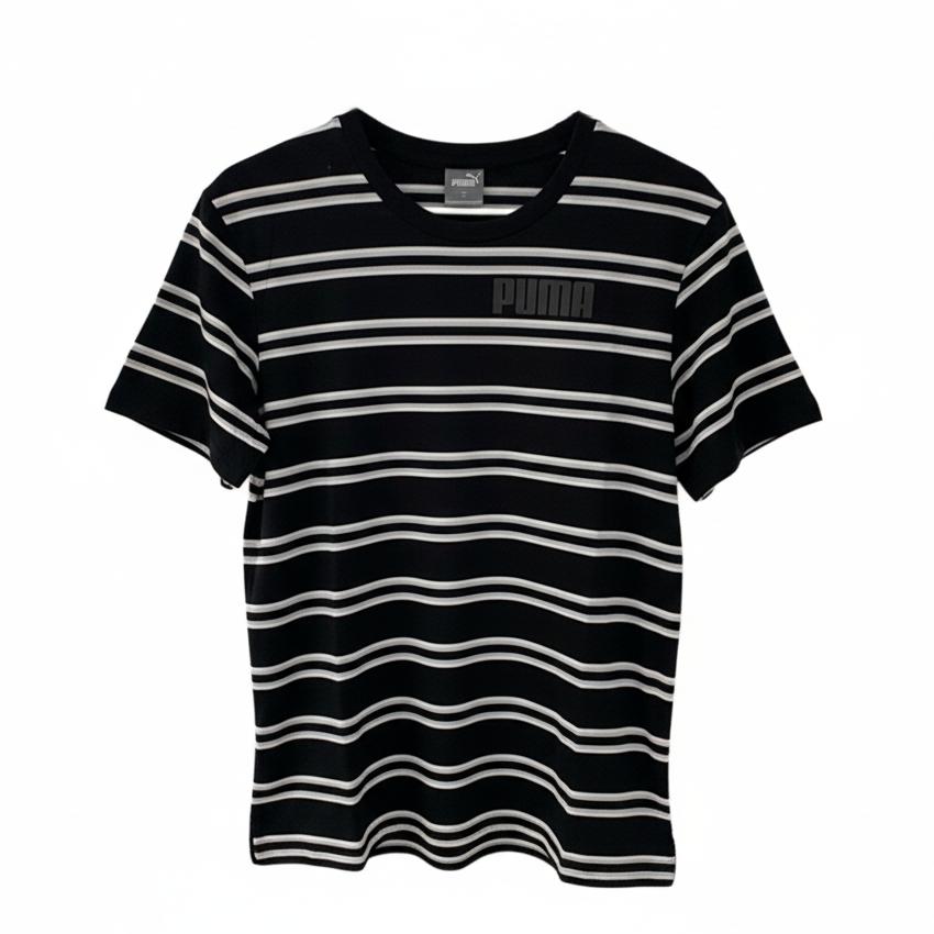 Puma Breathable Moisture-Wicking Striped Sports T-Shirt Men Tops 585230-01 L