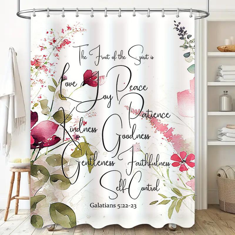 Bright Orange Blue Shower Curtain Decorative Bath Curtains with Floral Print Waterproof Fabric for Bathroom (Size: W72 X L84)