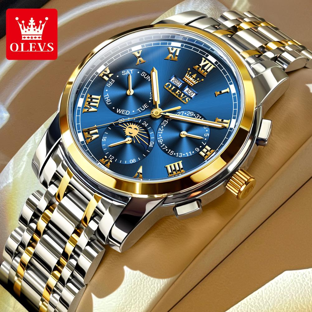 OLEVS 6692 Bussiness Dress Automatic Mechanical Watch for Men Moon Phase Waterproof Calendar Men's Wristwatch Luxury