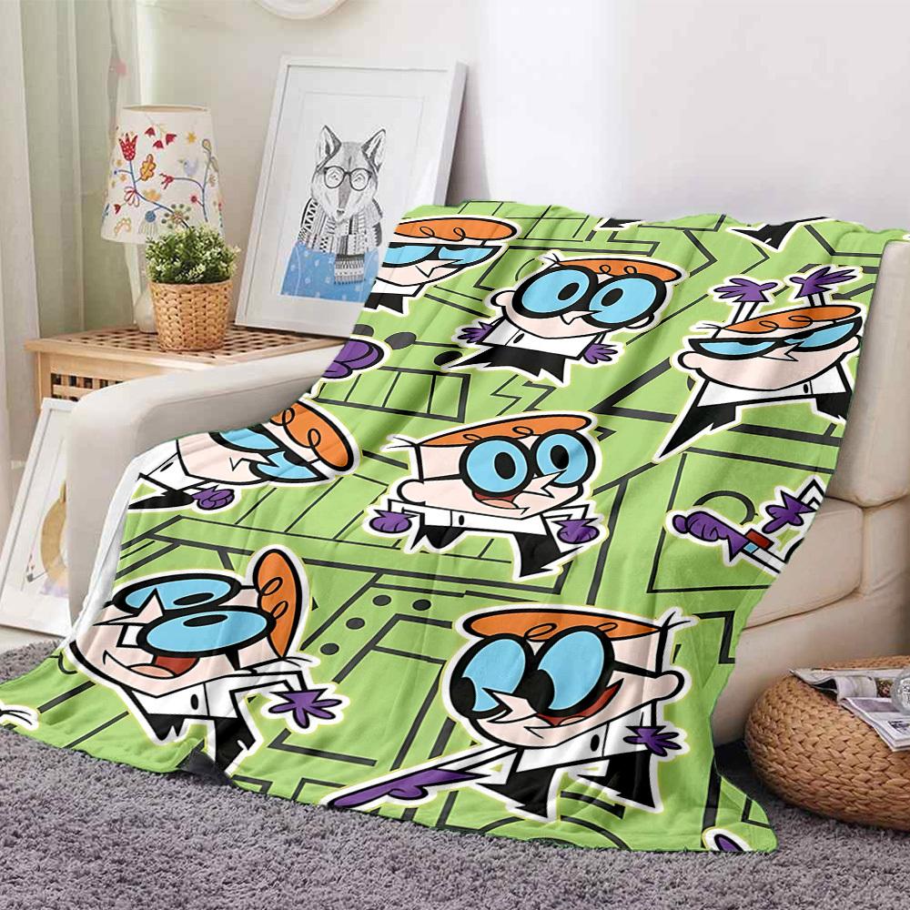 1pc Dexter's Laboratory Cozy Print Blanket Lightweight Warm Flannel Throw Blanket For Sofa, Bed, Living Room