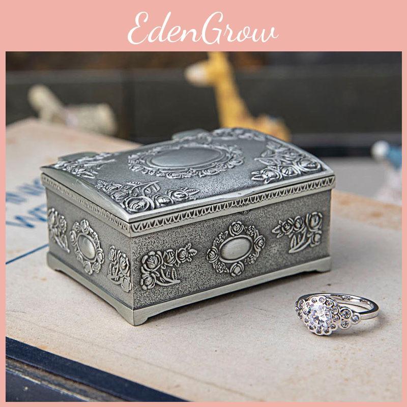 Unique Square Jewelry Case With Rose Flower Design For Rings Earrings And Necklaces