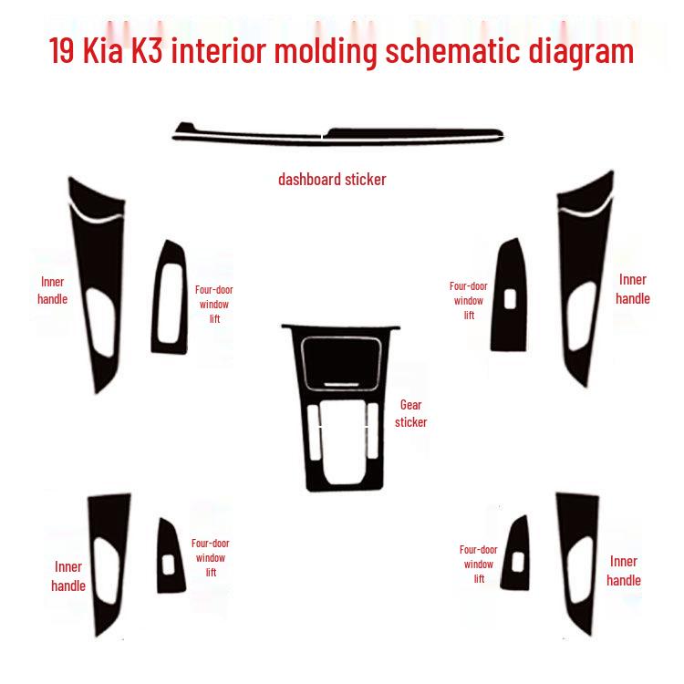 Kia K3 2019 Interior Carbon Fiber Gear Console Decal