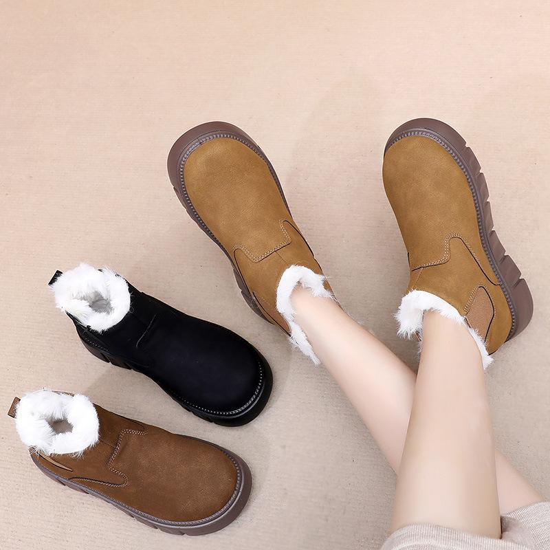 Shoes Women's 2025 Winter New Women's Snow Boots Fleece Thickened Warm Mother Shoes Casual and Comfortable One Pedal