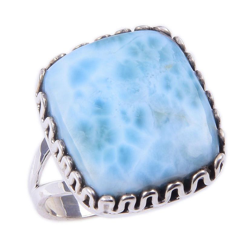 Natural Republic Larimar Gemstone 925 Solid Sterling Silver Gift Ring S.7 A6R98