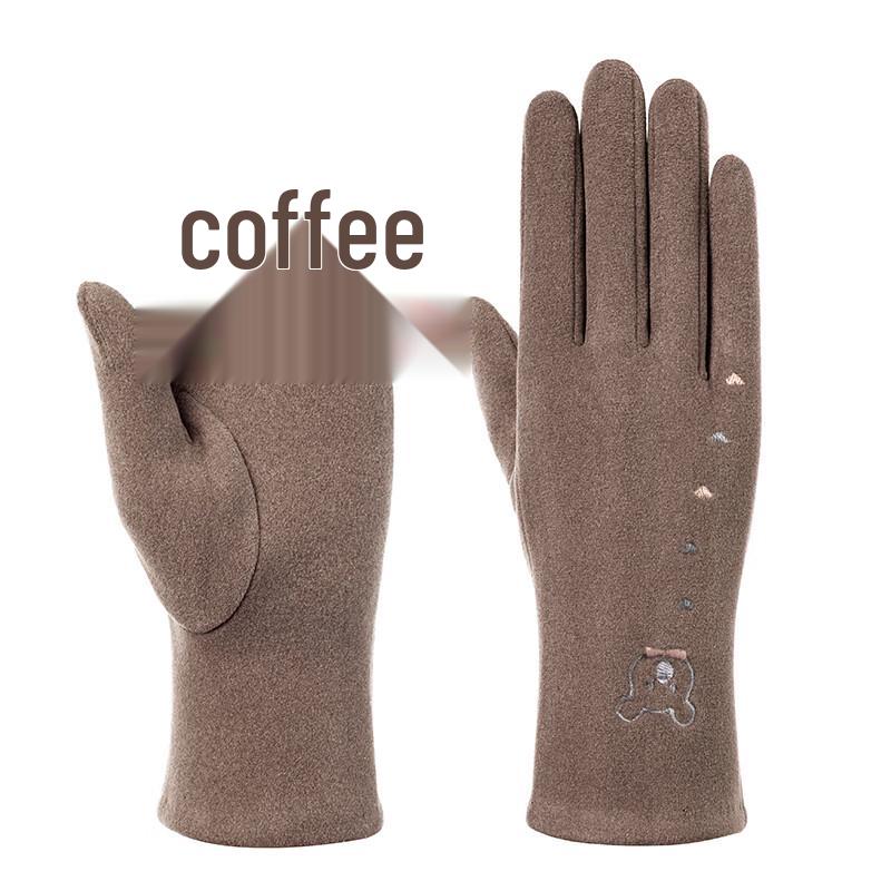 Hengyuanxiang Fleece-Lined Little Bear Warm Gloves