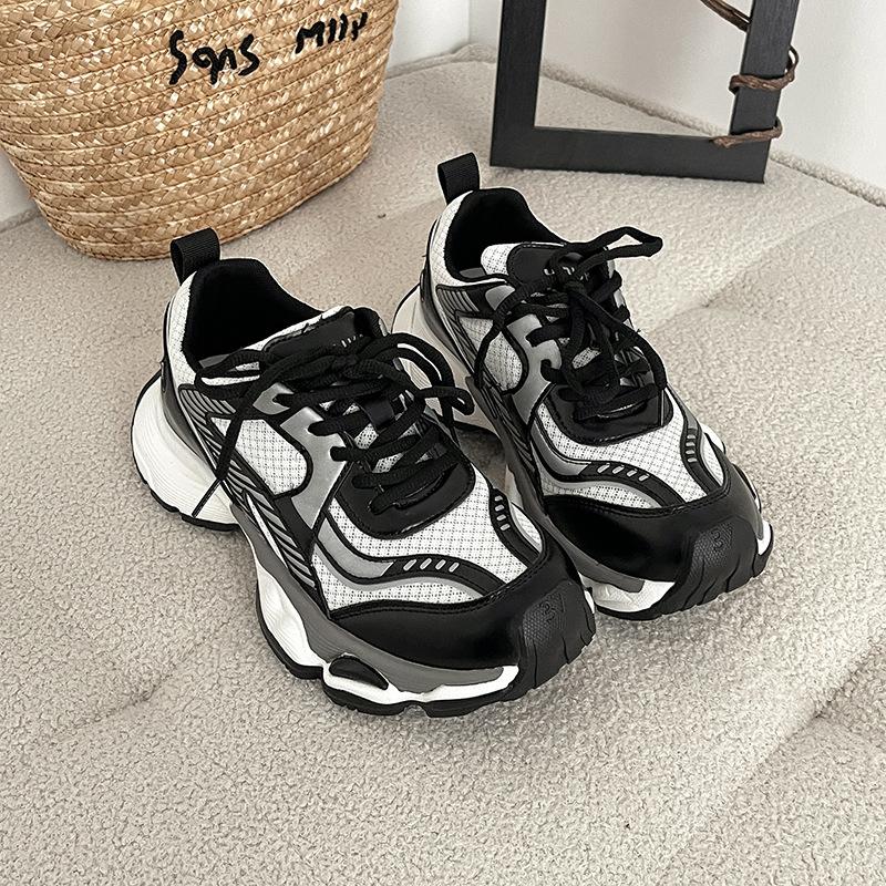 Casual Versatile Thick Sole Heightening Casual Shoes Women's  Mesh Splicing Sports Comfortable