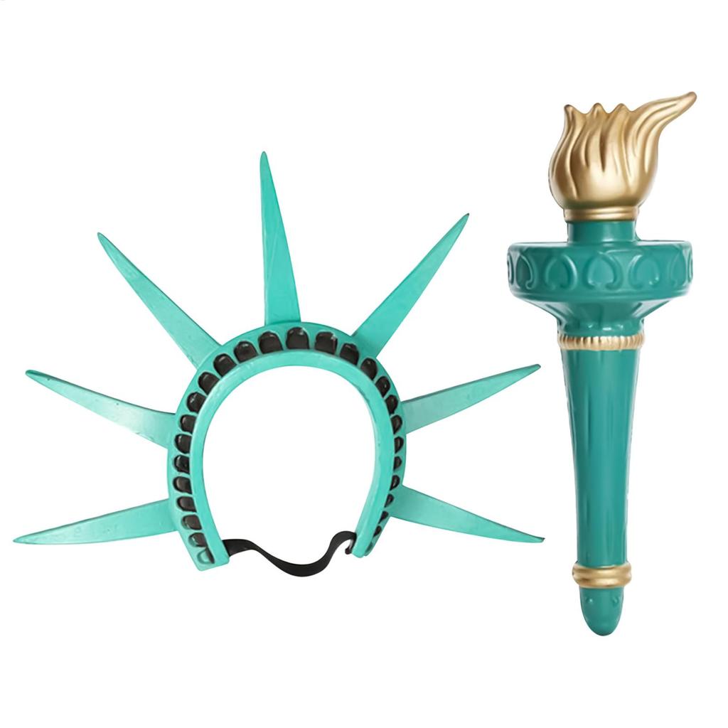 Statue Of Liberty Goddess Headband And Torch  Festival Hair Accessories Lady Liberty Cosplay CrownNovelty Headband For Masquerad