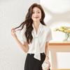 Women's Tie-Neck Chiffon Short Sleeve Blouse