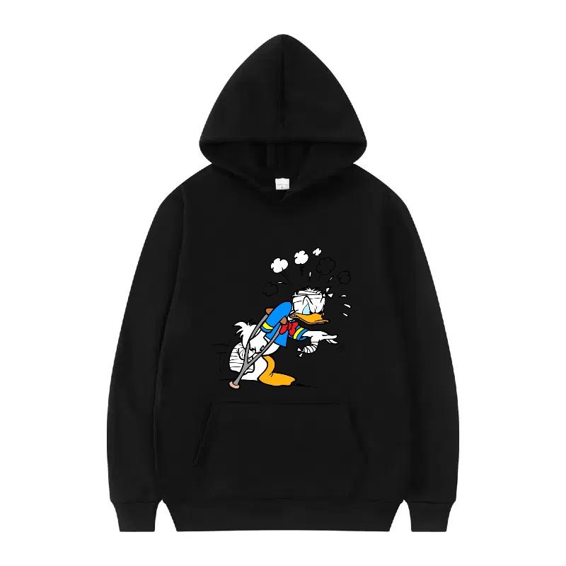 Disney Donald Duck Muster Damen Fleece Sportlich Locker Grau Herbst Oberteile Kleidung Pullover Damen Günstig Y2k Hoodies Herren Sweatshirts