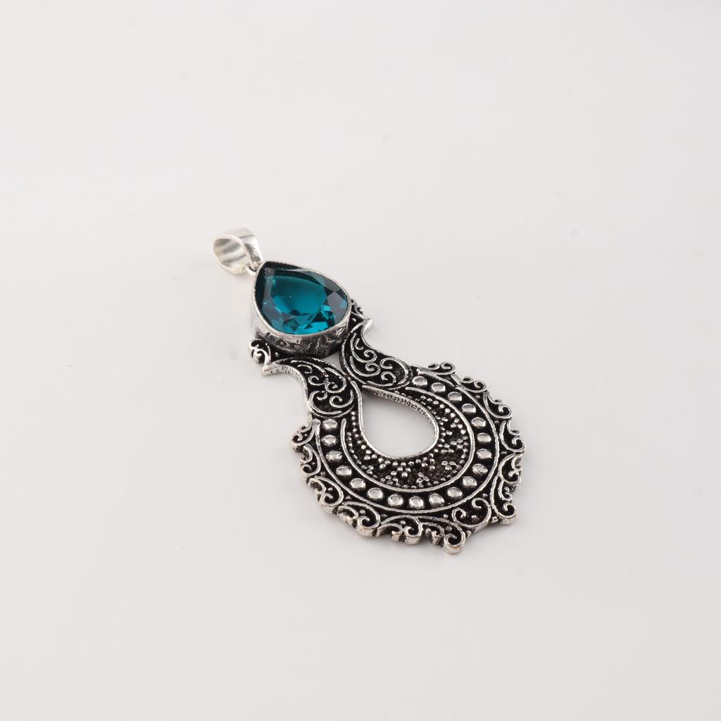 Apatite Gemstone 925 Sterling Silver Women Jewelry Designer Pendant 1.8" For Anniversary Gift CP-45-1