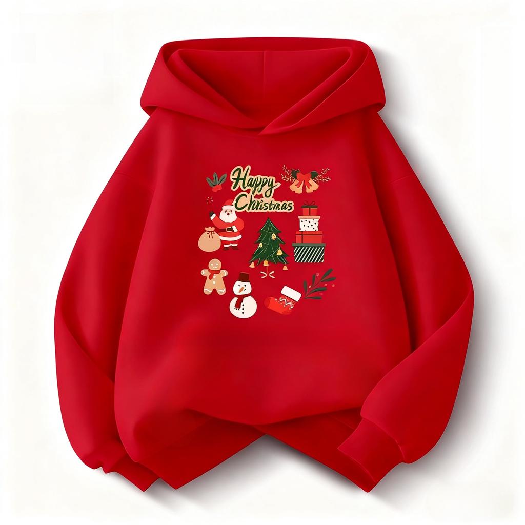 Christmas Cute Fashion Children Hooded Sweatshirt BoyGirl Autumn Winter Daily Outdoor Vacation Casual Loose Warm Soft Sportswear