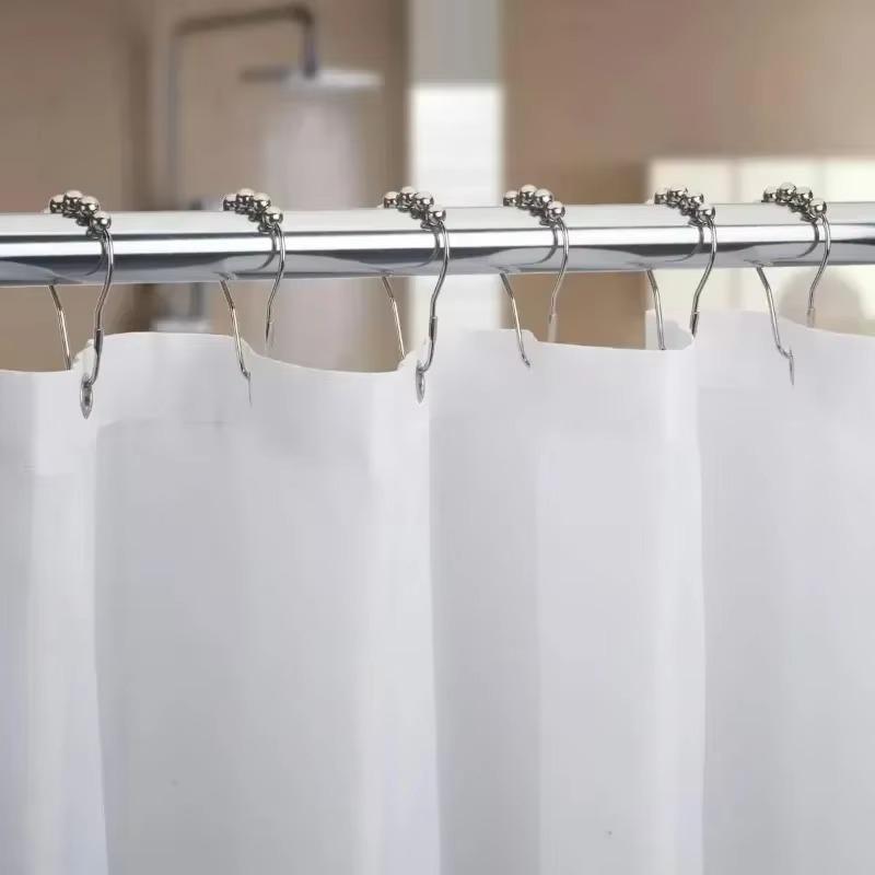 1 Pack 24pcs Shower Curtain Rod Hooks Stainless Steel Material with Rolling Balls Easy To Slide and Not Fall Off